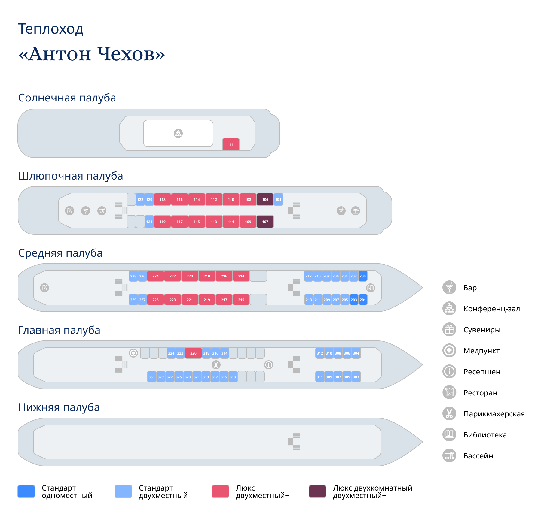 Схема теплохода антон чехов